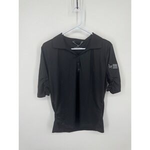 Fossa Polo Shirt mens XL Black Ruched 3/4 Sleeve Golf Performance Active NWT